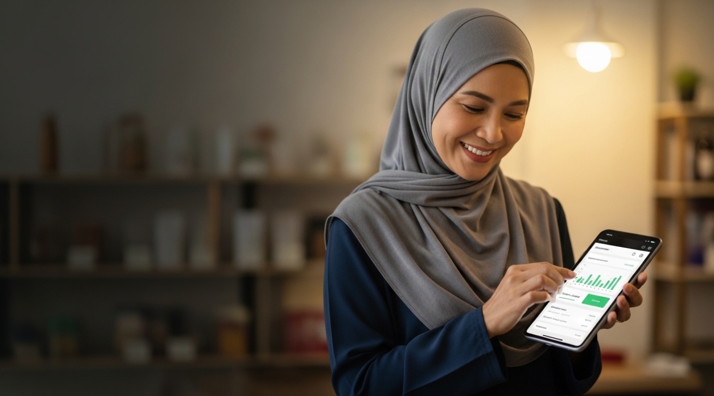 Small business owner using UntungLah